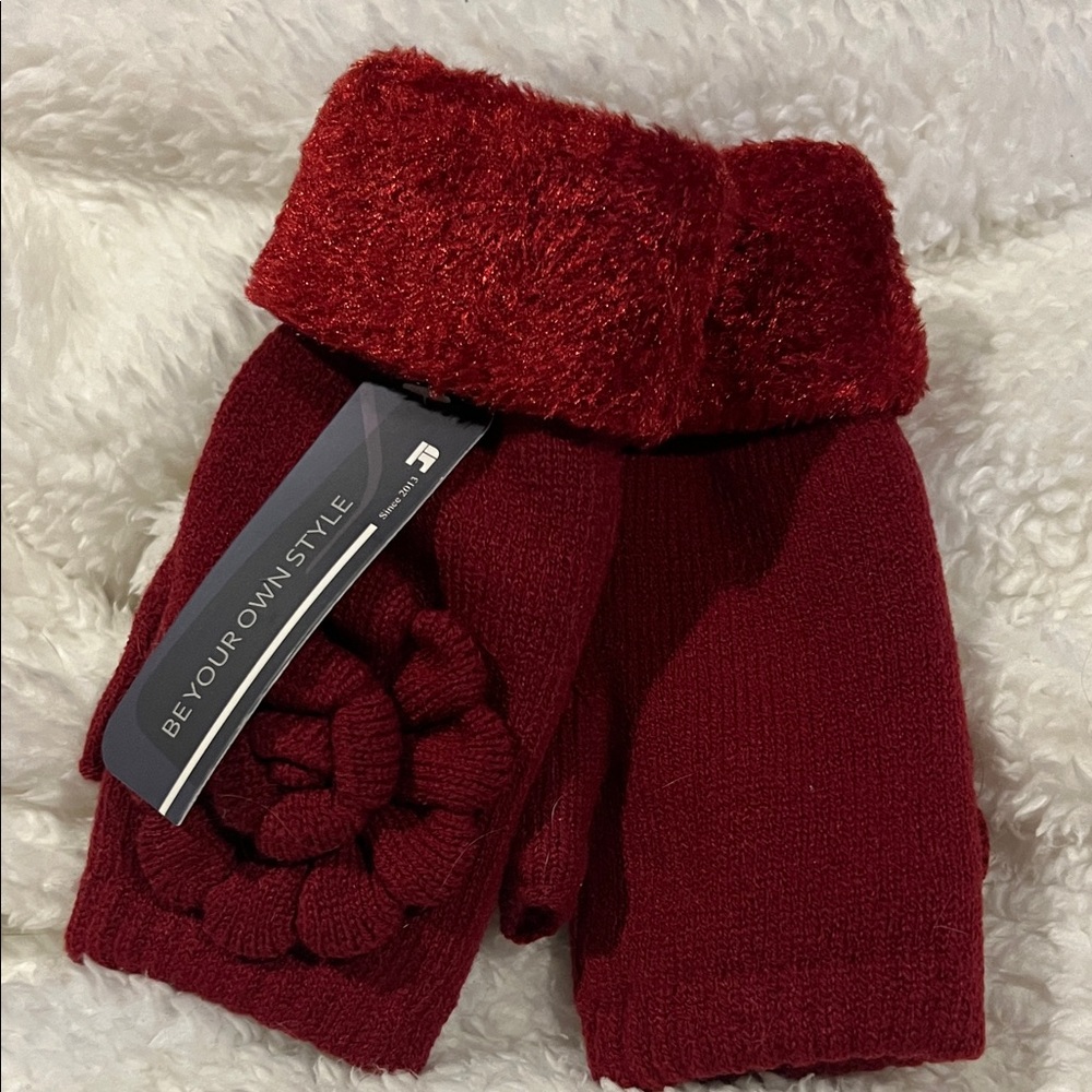 Women's Red Fingerless Gloves